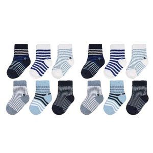Jumping Beans - two 6-Packs Blue Strip Crew Socks